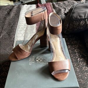 Vince Camuto Jacon Sandals, Brown Heeled Sandals with Classic Silhouette